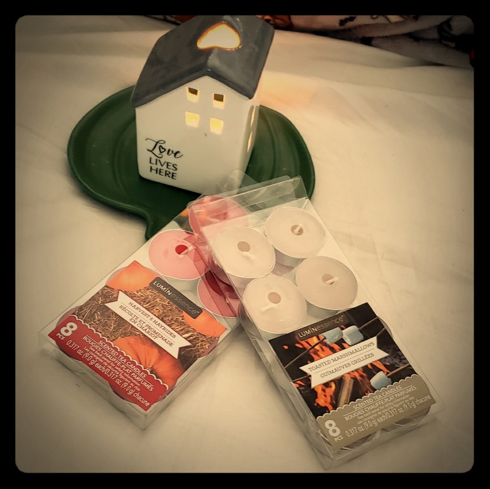 Love Lives Here Tea Light Candle Holder w/Pumpkin